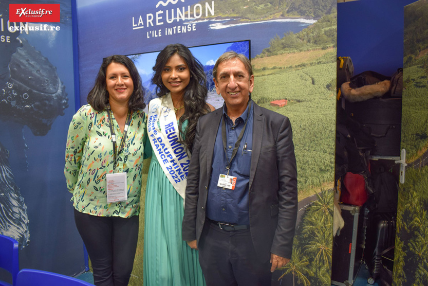 Susan Soba, directrice de l'IRT, Dana Virin, et Aziz Patel, délégué Miss France Susan Soba, directrice de l'IRT, Dana Virin, et Aziz Patel, délégué Miss France