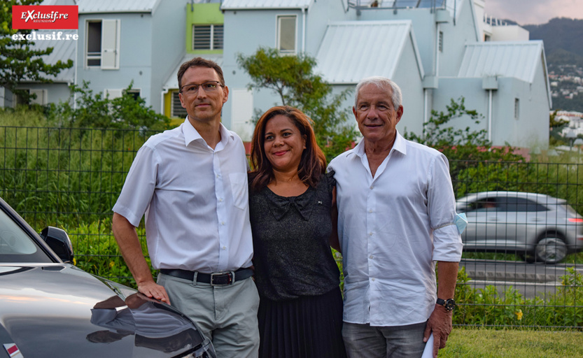 Marc Bergeretti, directeur général du pôle auto du Groupe Caillé, Sindy Lefèvre, responsable Marketing et Communication DS Automobiles Réunion, et François Caillé, président du Groupe Caillé