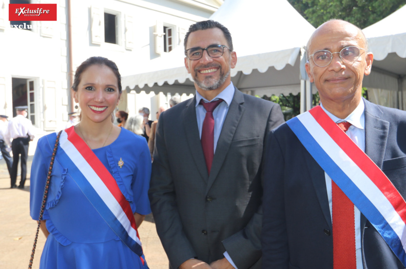 Karine Lebon, députée, Olivier Horau, maire du Port, et Philippe Naillet, député