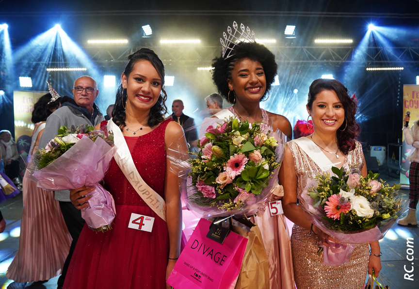 Clarisse Faustin Miss Goyavier 2022 et ses dauphines Myledi Gautier et Elyska Clain.