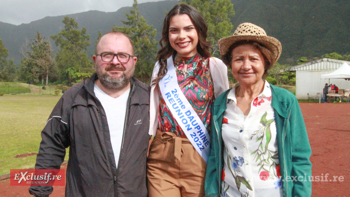 Franck Chaillot, l’animateur du jour, Ludmilla Gonthier et Denise Chaillot, secrétaire du CA Plaine des Palmistes