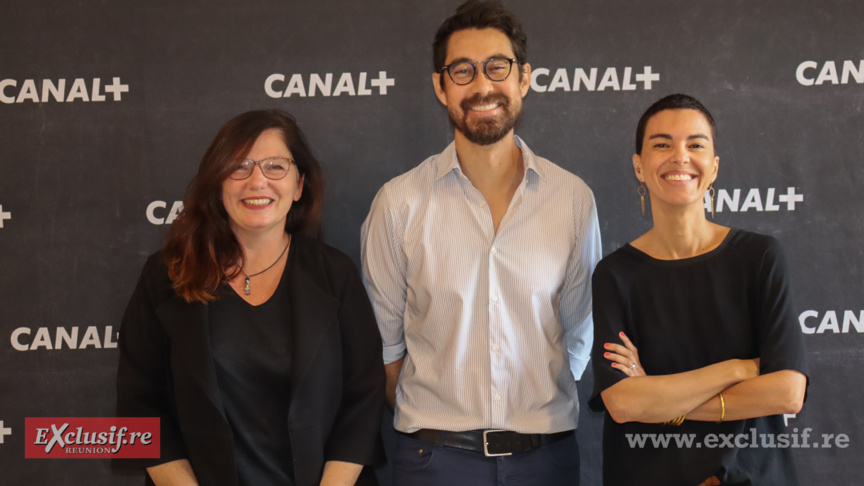 Samantha Nahama, directrice générale Canal+ Réunion, Charles Lauret, chargé de communication, et Valérie Marianne, directrice communication et coproductions