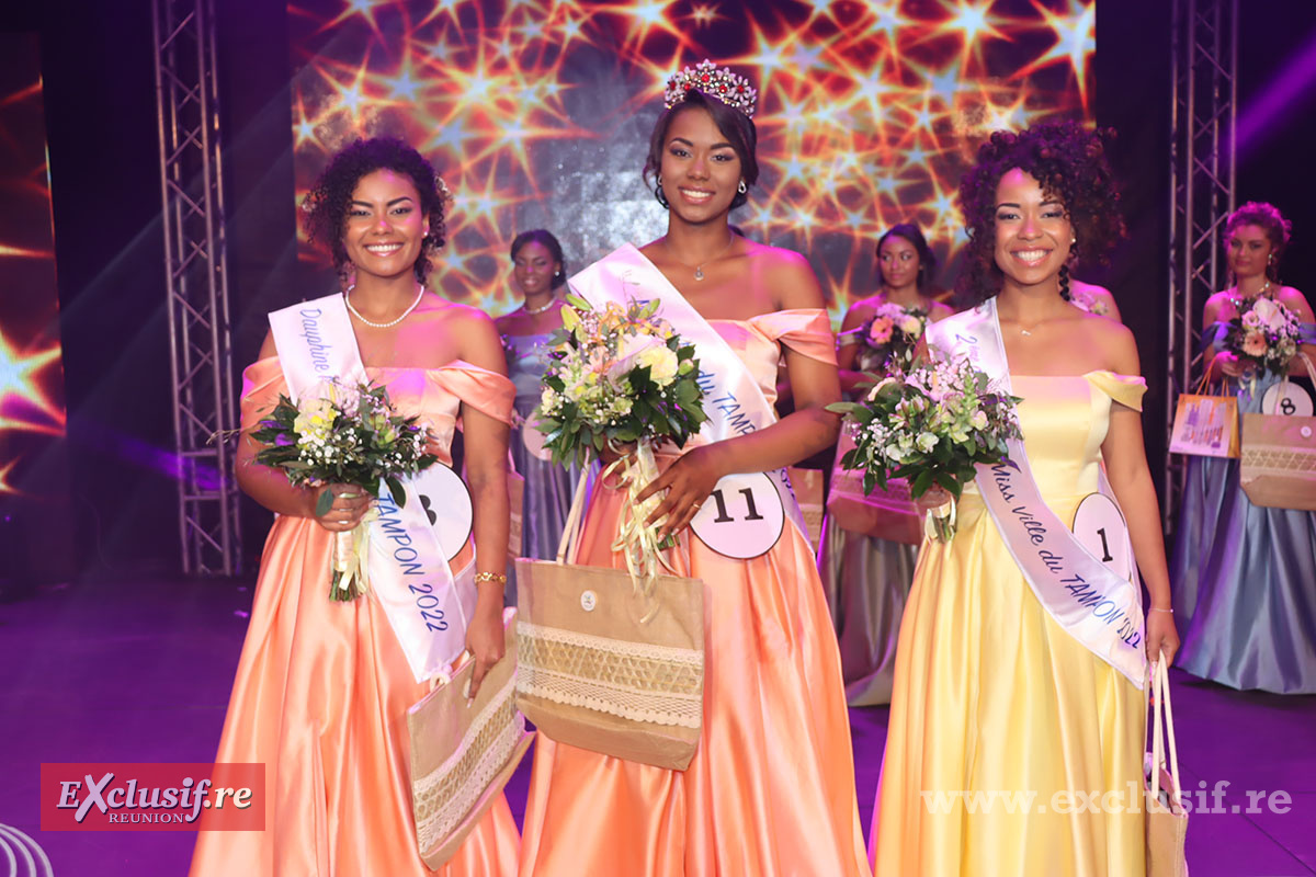 Larissa Maillot, 1ère dauphine, Chloé Lauret, Miss Ville du Tampon 2022, et Annabelle Nativel, 2ème dauphine