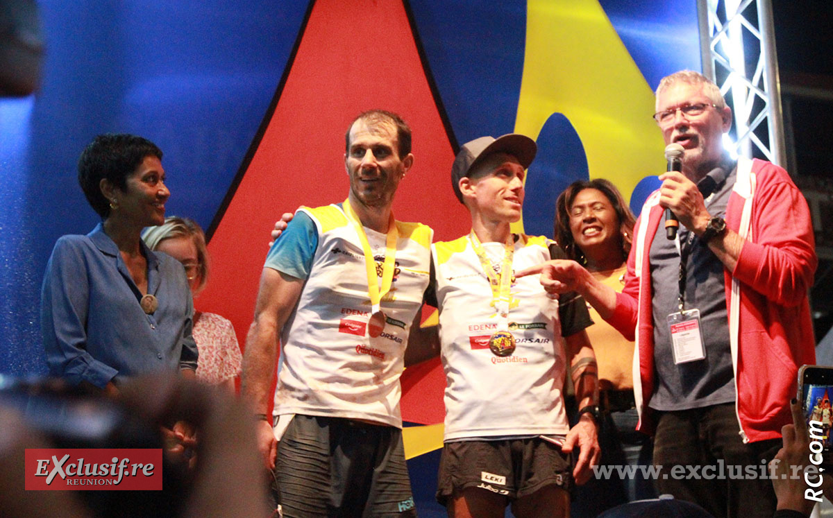 Benat Marmissolle et Jean-Philippe Tschumi sur le podium, avec Pierre Maunier au micro Benat Marmissolle et Jean-Philippe Tschumi sur le podium, avec Pierre Maunier au micro