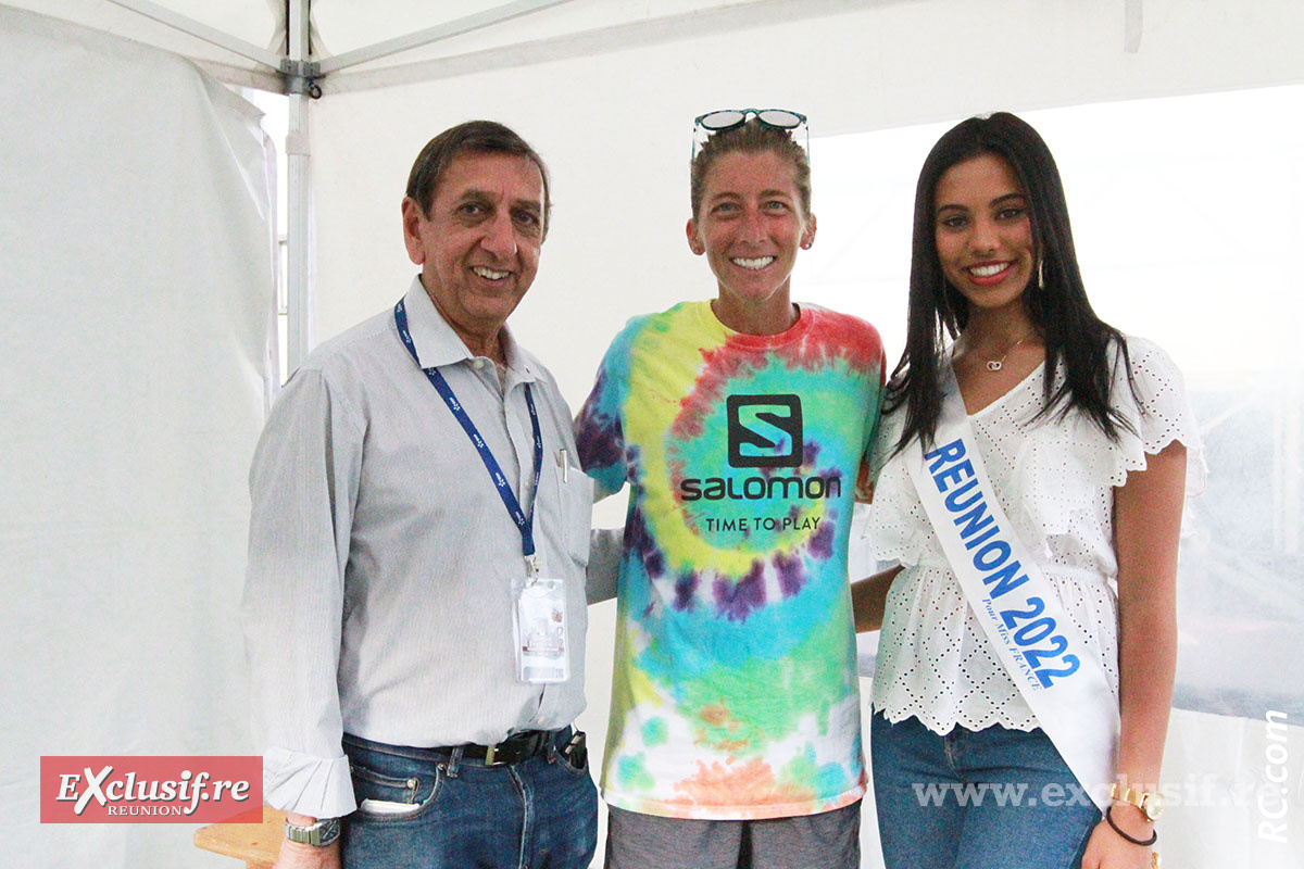 Aziz Patel, d'Exclusif Réunion, Courtney Dauwalter, et Marion Marimoutou