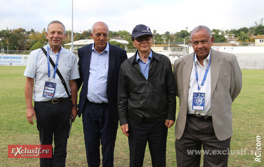 Jacques Quantin, délégué FFF, Yves Ethève, président de la LRF, André Thien Ah Koon, maire du Tampon, et Axel Fazy, membre de la LRF