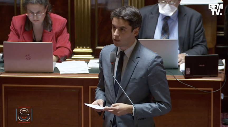 Gabriel Attal, Ministre des Comptes Publics, a annoncé ce fait divers lundi soir au Sénat (capture d'écran BFMTV)