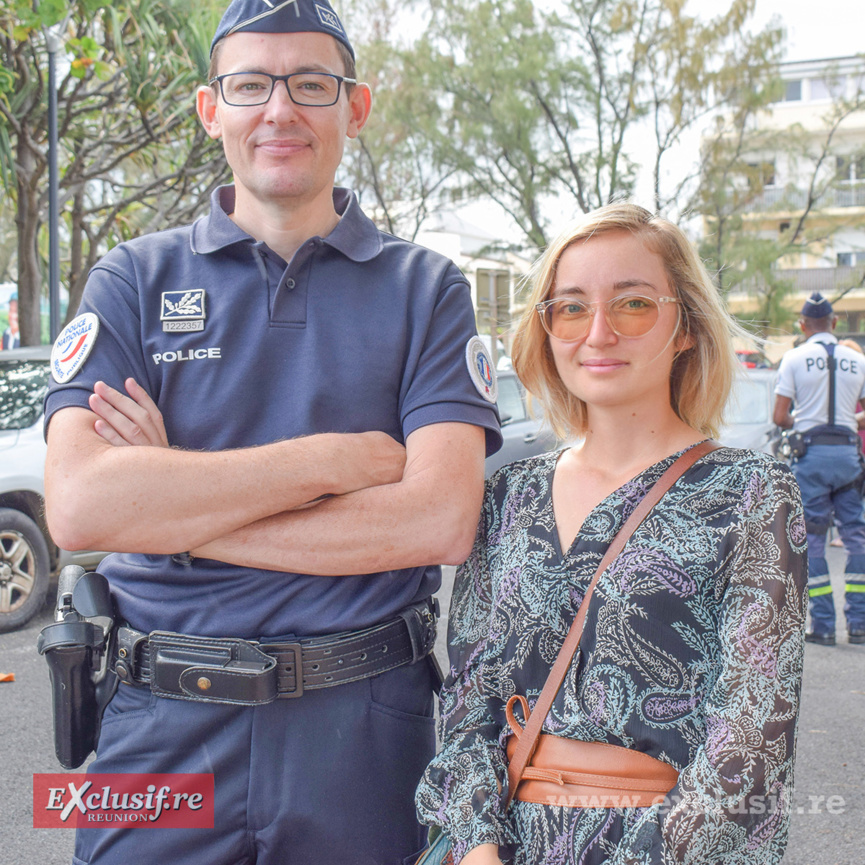 Olivier Martinez, chef du service territorial de sécurité publique, et Parvine Lacombe, directrice de cabinet du préfet de La Réunion, chargée sécurité routière, ont supervisé cette opération de sensibilisation