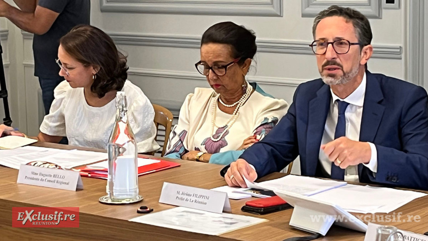 Evelyne Corbières, conseillère régionale, Huguette Bello, présidente de la Région, et Jérôme Filippini Evelyne Corbières, conseillère régionale, Huguette Bello, présidente de la Région, et Jérôme Filippini
