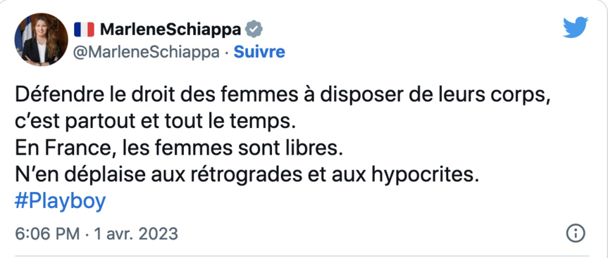 Message de Marlène Schiappa sur Twitter Message de Marlène Schiappa sur Twitter