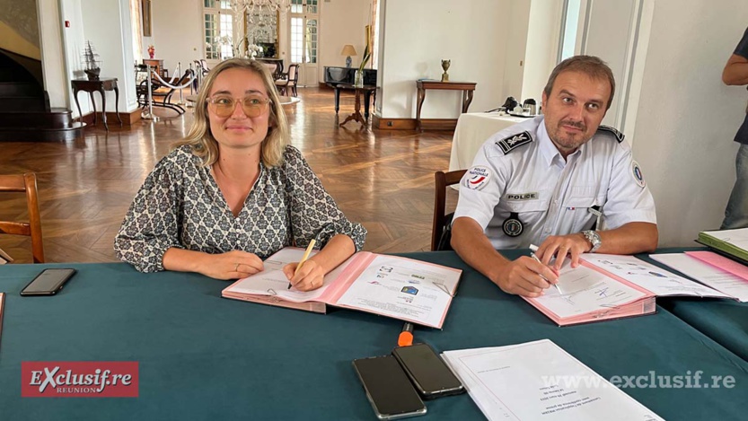 Parvine Lacombee et Michel Aleu lors de la signature de la charte