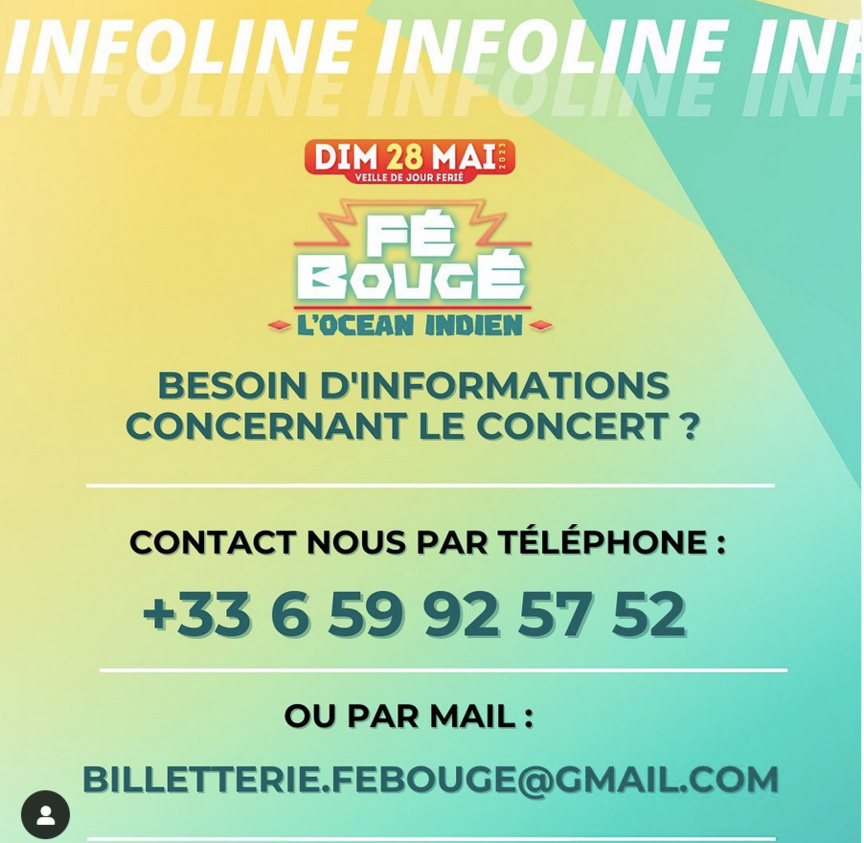 "Fé Bougé l'Océan Indien" au Zénith de Paris dimanche 28 mai "Fé Bougé l'Océan Indien" au Zénith de Paris dimanche 28 mai