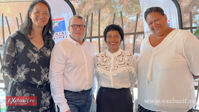 Brigitte Adame, déléguée à l'Education populaire, Gérard Françoise, président de la Sodiparc, Ericka Bareigts, maire, et Geneviève Bommalais, déléguée à l'Evénementiel