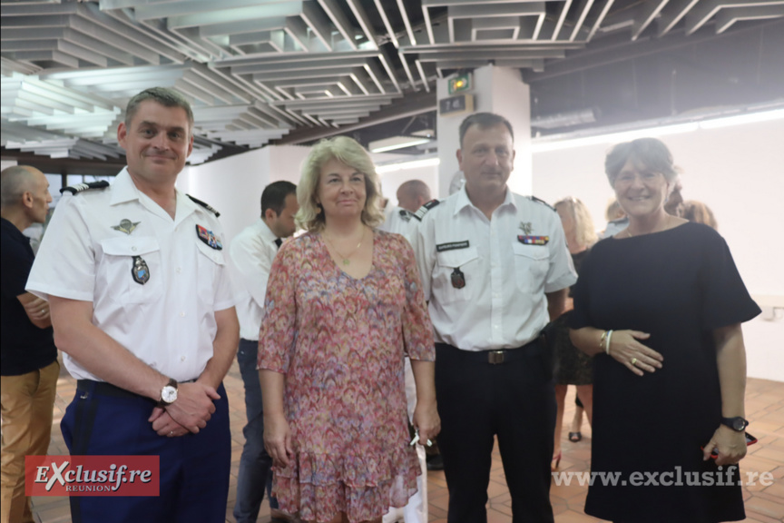 Colonel Frédéric Labrunye, commandant de la Gendarmerie de La Réunion, Emmanuelle Wacongne, présidente du TJ de Saint-Denis, colonel Frédéric Leguillier, directeur départemental du SDIS Réunion﻿﻿, et Véronique Denizor, procureure du TJ de St-Denis