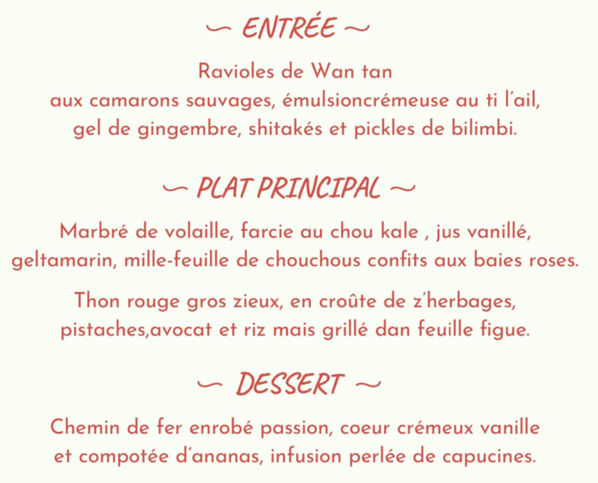 Le menu du Chef Vantaux