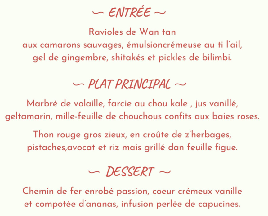 Le menu du Chef Vantaux Le menu du Chef Vantaux