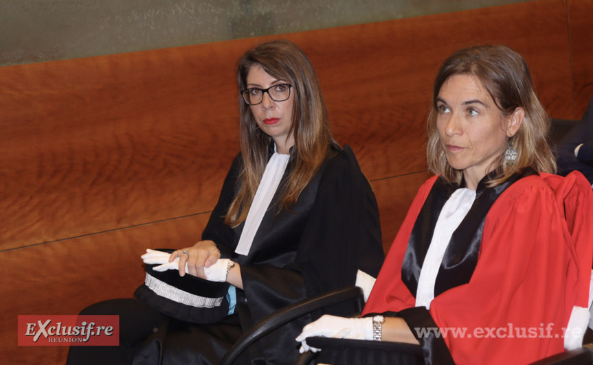 2 nouvelles magistrates installées: Charlène Delmoitié, vice-procureure placée au parquet de la cour d’appel, et Aurélie Police, conseillère en charge du secrétariat général de la cour d’appel