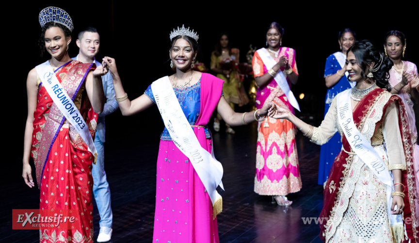 Mélanie Odules, Miss Réunion 2023, Samira Perianmodely, Miss India Réunion 2023, et et Orianne Nassibou, Miss India Réunion 2022
