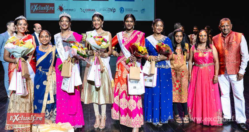Les lauréates avec le comité Miss India Réunion