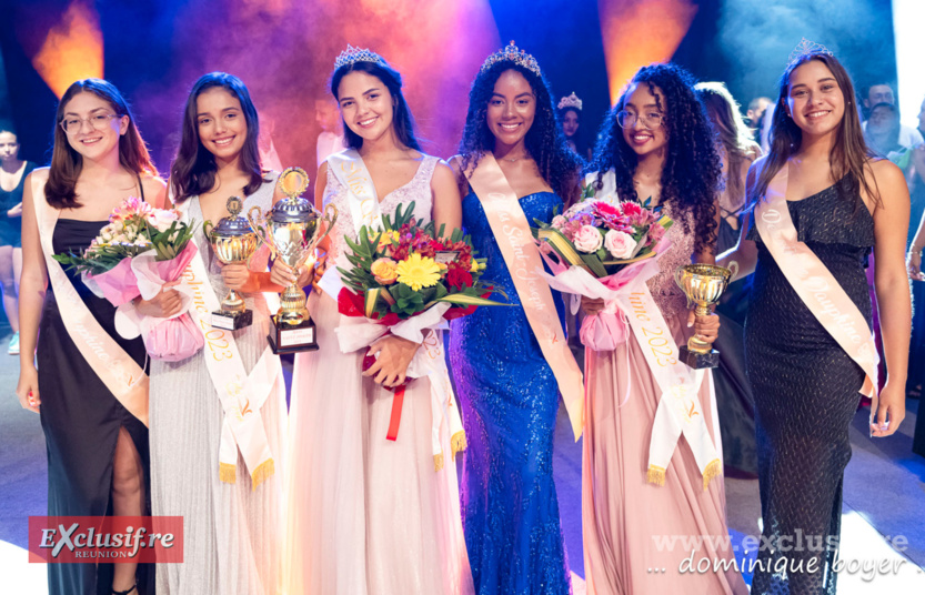 Miss Saint-Joseph 2023 et ses dauphines avec Miss Saint-Joseph 2022 et ses dauphines