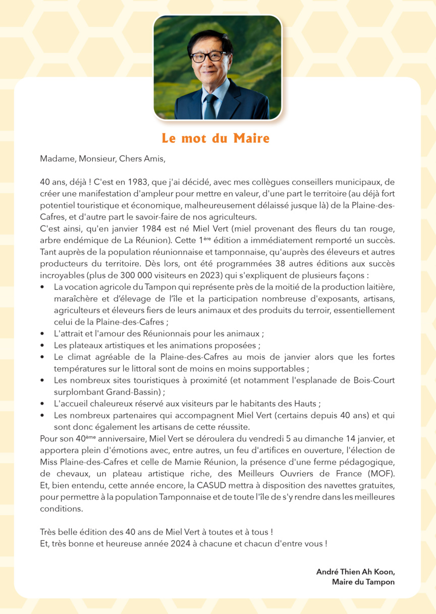 Le mot du maire du Tampon André Thien Ah Koon Le mot du maire du Tampon André Thien Ah Koon