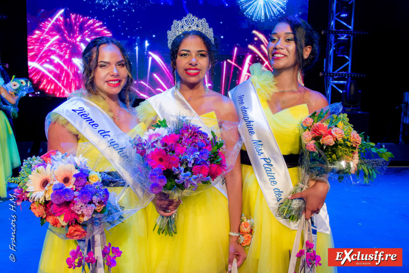 Cécilia Técher, 2ème dauphine, Hérine Lafable, Miss Plaine des Cafres 2023, et Amandine Lauret, 1ère dauphine Cécilia Técher, 2ème dauphine, Hérine Lafable, Miss Plaine des Cafres 2023, et Amandine Lauret, 1ère dauphine