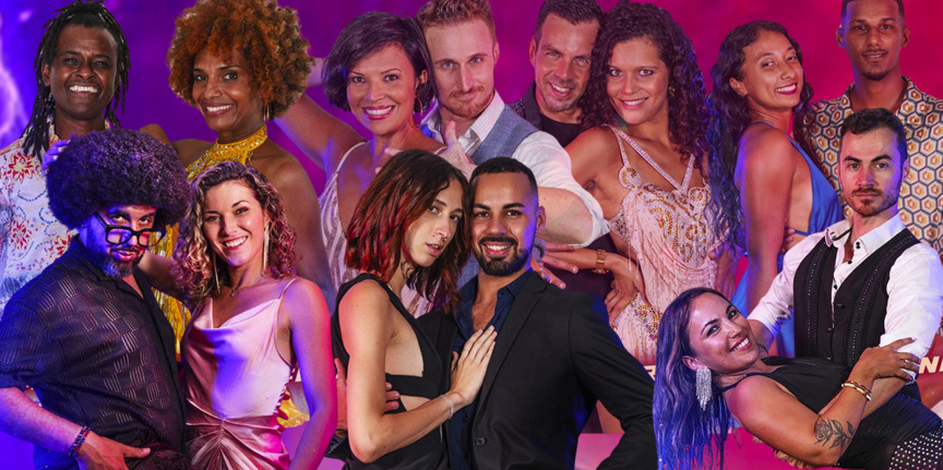 Ils sont 7 couples constitués de célébrités péï et de danseur.se.s Ils sont 7 couples constitués de célébrités péï et de danseur.se.s