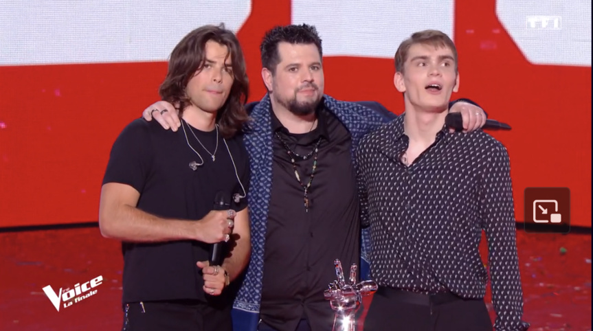 Baptiste et Alphonse avec Aurélien, le gagnant 2023
