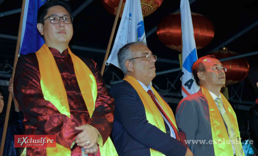 Nicolas Chan-Liat, président de l'association Guandi, Gilles Hubert, vice-président du Département, et Wang Xiangyang,  consul général de Chine Nicolas Chan-Liat, président de l'association Guandi, Gilles Hubert, vice-président du Département, et Wang Xiangyang,  consul général de Chine