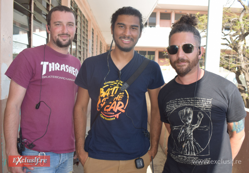 Vincent Coulaud, Quentin Armand, accessoiriste plateau, et Xavier Guichard-Delannaz, assistant régisseur-adjoint Vincent Coulaud, Quentin Armand, accessoiriste plateau, et Xavier Guichard-Delannaz, assistant régisseur-adjoint