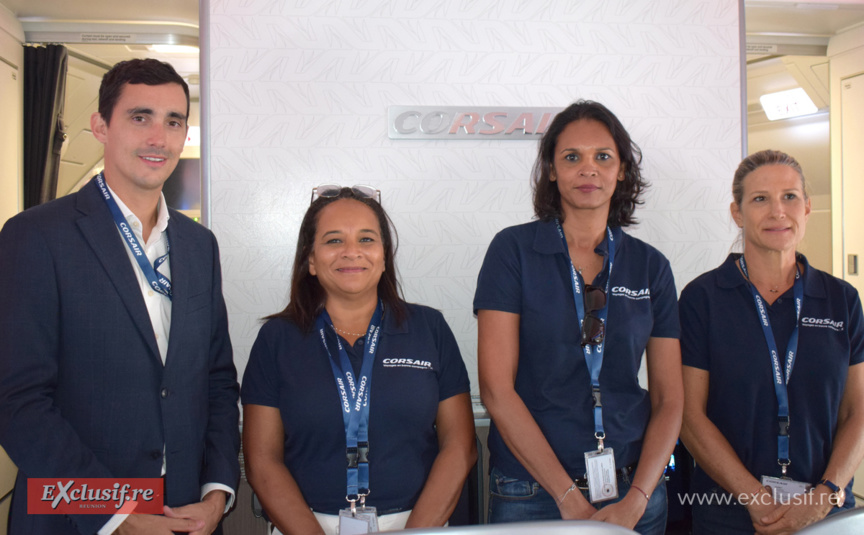 Jules Perreau, directeur régional Corsair Océan Indien, Céline Spielmann, Chargée Partenariat & Marketing Océan Indien, Carole Vimbaye, Responsable Commerciale Océan Indien, et Laurent Garet, Attachée Commerciale Océan Indien Jules Perreau, directeur régional Corsair Océan Indien, Céline Spielmann, Chargée Partenariat & Marketing Océan Indien, Carole Vimbaye, Responsable Commerciale Océan Indien, et Laurent Garet, Attachée Commerciale Océan Indien