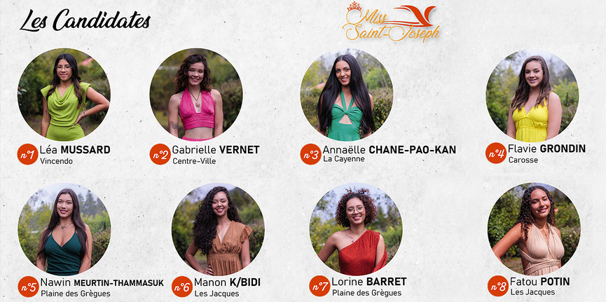 Miss Saint-Joseph 2024: les 8 candidates Miss Saint-Joseph 2024: les 8 candidates