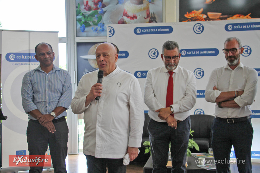 Le chef étoilé Thierry Marx avec les apprentis du Centhor La Réunion