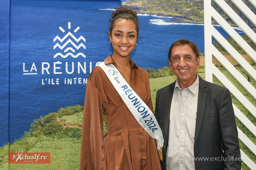 Marine Futol, Miss Réunion 2024, et Aziz Patel, délégué régional Miss France à La Réunion