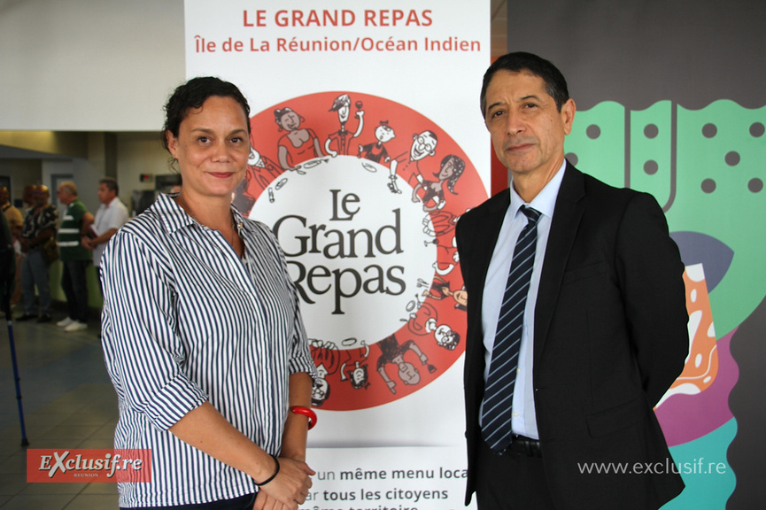 Nathalie Courtiade, de la Région Réunion, et Thierry Bussy, proviseur du Lycée Marguerite Jauzelon