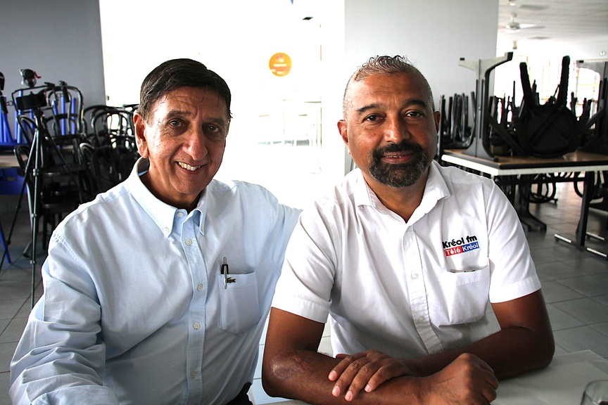 Aziz Patel et Thierry Araye, directeur Télé Kréol