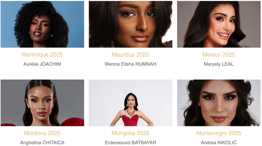 Miss Monde 2025: qui va être couronnée ce 31 mai? Découvrez les 107 candidates Miss Monde 2025: qui va être couronnée ce 31 mai? Découvrez les 107 candidates