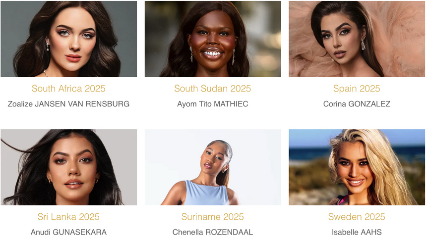 Miss Monde 2025: qui va être couronnée ce 31 mai? Découvrez les 107 candidates Miss Monde 2025: qui va être couronnée ce 31 mai? Découvrez les 107 candidates