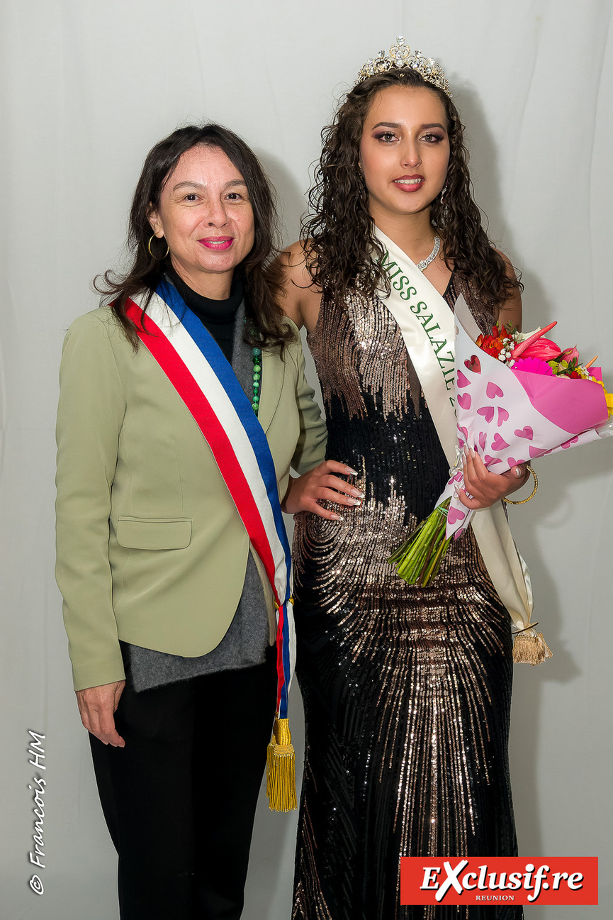 Sidoleine Papaya, maire de Salazie, et Liana Laravine, Miss Salazie 2025