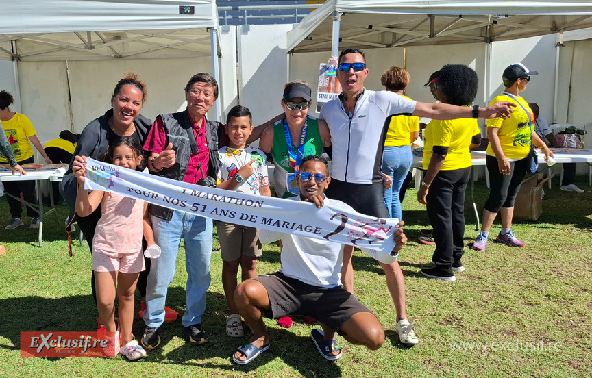 Marlène a fêté en famille son titre de championne de La Réunion en M7, dédié à ses 51 ans de mariage avec Roland