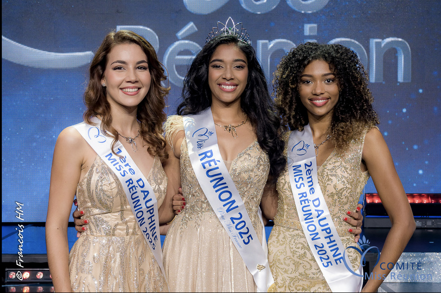 Miss Réunion et ses dauphines Hannah Macé et Adriana Séverin Miss Réunion et ses dauphines Hannah Macé et Adriana Séverin