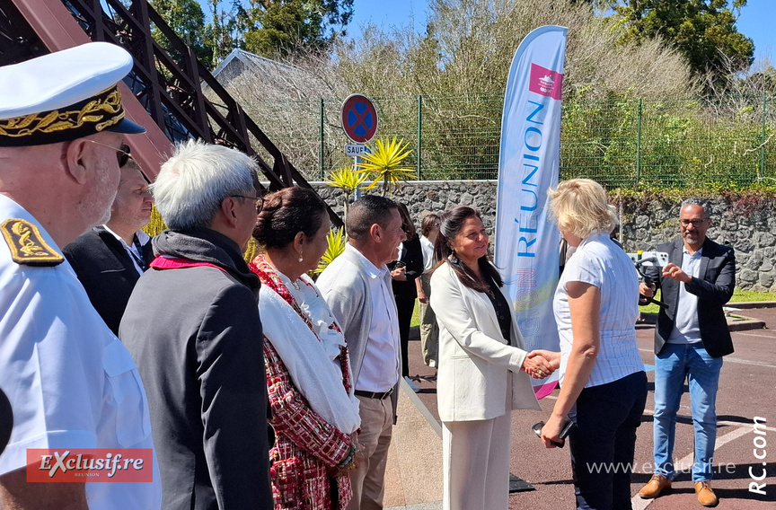 Poignées de main à l'arrivée de Madame la Ministre Poignées de main à l'arrivée de Madame la Ministre