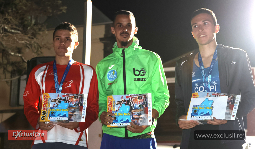 Le podium du scratch : Manoah Aku, Alexandre Vienne et Rudy Calpétard