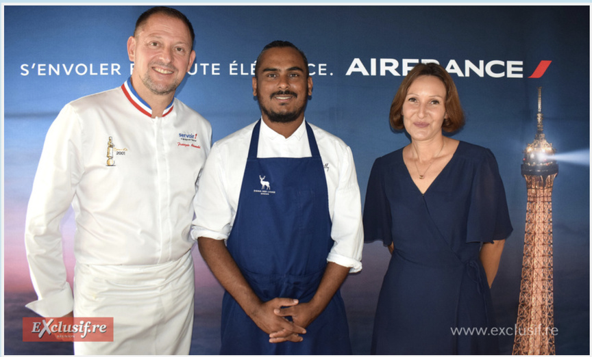Le chef étoilé François Adamski, Bocuse d'or en 2001, Meilleur Ouvrier de France en 2007, Jofrane Dailly, et Florence Calla, lors de la présentation des plats signature de la compagnie en octobre 2024 au Diana Déa Lodge Le chef étoilé François Adamski, Bocuse d'or en 2001, Meilleur Ouvrier de France en 2007, Jofrane Dailly, et Florence Calla, lors de la présentation des plats signature de la compagnie en octobre 2024 au Diana Déa Lodge
