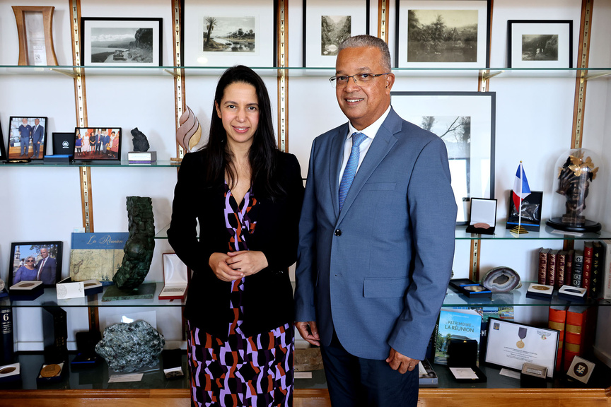 Naïma Moutchou, Ministre des Outre-mer, et Cyrille Melchior, président du Département Naïma Moutchou, Ministre des Outre-mer, et Cyrille Melchior, président du Département