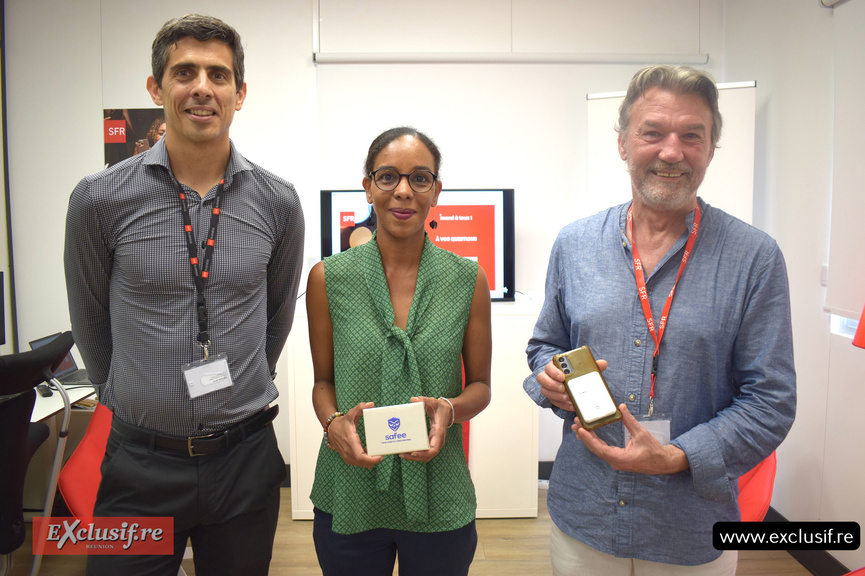 Yves Gauvin, directeur général adjoint SFR Réunion, Yolande Lépinay, directrice adjointe de l'AMAFAR, et Grégory Poirier, CSO Safee
