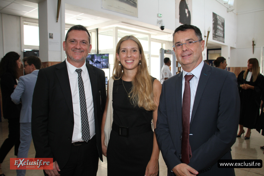 Bertrand Pages, président du Tribunal judiciaire de Saint-Pierre, Aurélie Delmas, directrice de greffe du TJ de Saint-Pierre, et Olivier Clémençon, procureur de la République de Saint-Pierre