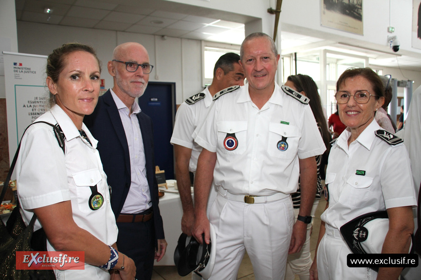 Julie Latou, chef d’établissement CP Domenjod, Dominique Tanguy, directeur du SPIP Réunion, Pascal Vion, chef d’établissement Maison d’arrêt de Saint-Pierre, et Nathalie Boissou, déléguée territoriale de la zone océan Indien
