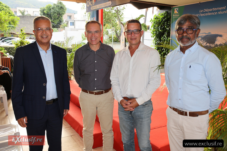 Cyrille Melchior, président du Département, Serge Hoarau, 1er vice-président, Olivier Fontaine, président de la Chambre d'Agriculture, et Jean-Bernard Varatchia, conseiller régional