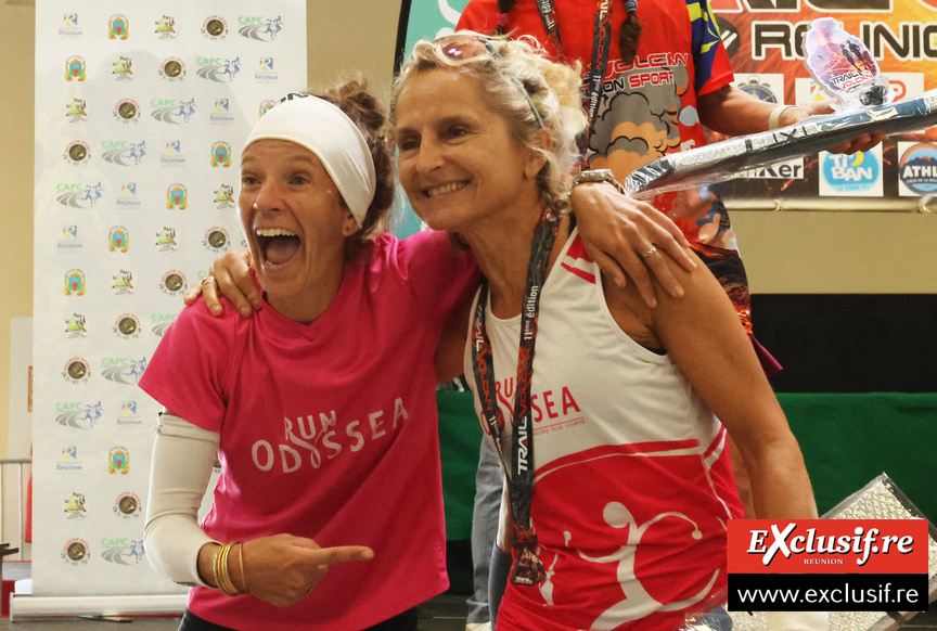 Julie Avril, marraine de la course et Nathalie Bourcier, présidente de Odyssea Réunion